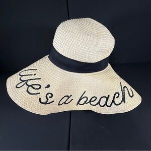 Serra Cream and Black Wide-Brimmed Sun Hat